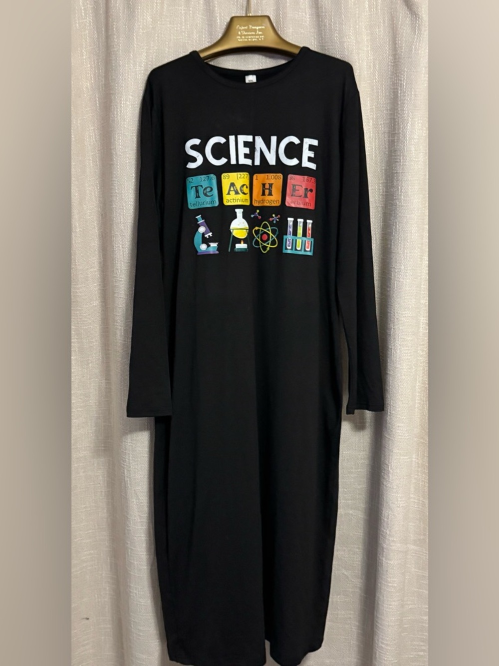 Science Teacher Black Long Sleeve Maxi Dress